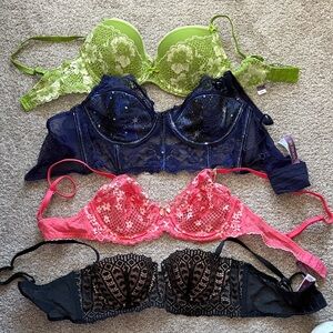 Adore Me Lace Bra Set - Green, Navy, Coral, Black